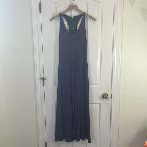 Anthropologie x Maeve | Melanie Jersey Knit Maxi Dress Lace Up Racerback Small - Picture 4 of 12